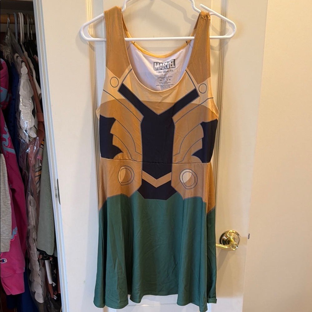 Marvel Loki Costume Tank Dress in Gold & Green